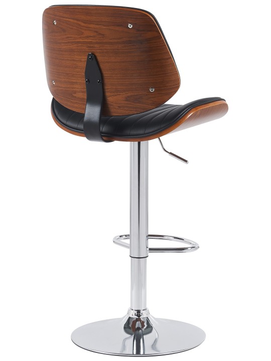 Sada 2 barových stoličiek Clawson z umelej kože chróm, orech/čierna