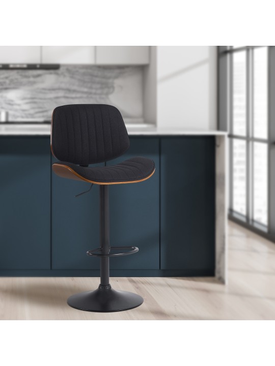 Sada 2 barových stoličiek Clawson látka, orech/čierna