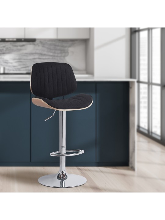 Sada 2 barových stoličiek Clawson látka chróm, prírodná/čierna