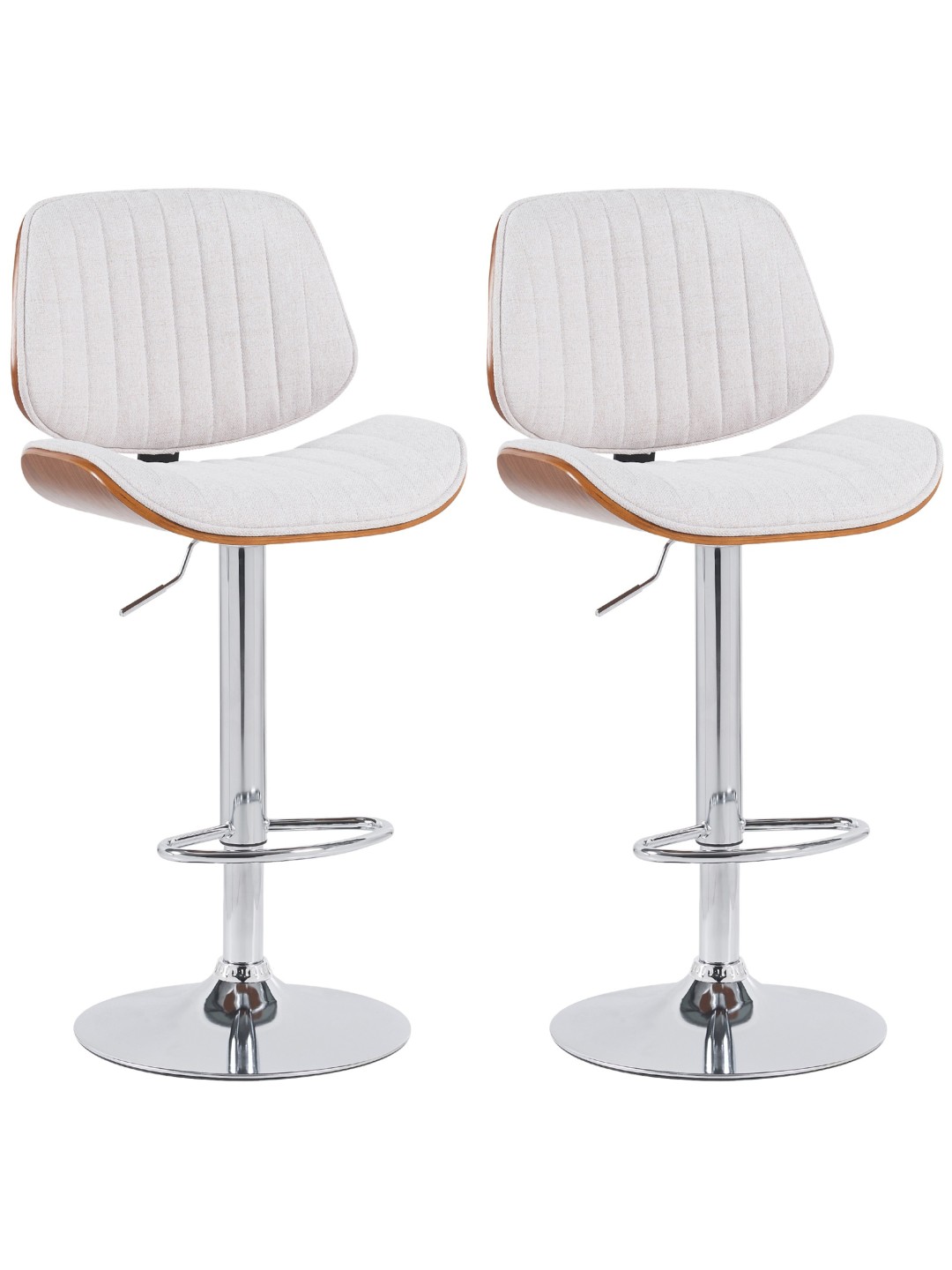 Sada 2 barových stoličiek Clawson látka chróm, orech/krémová