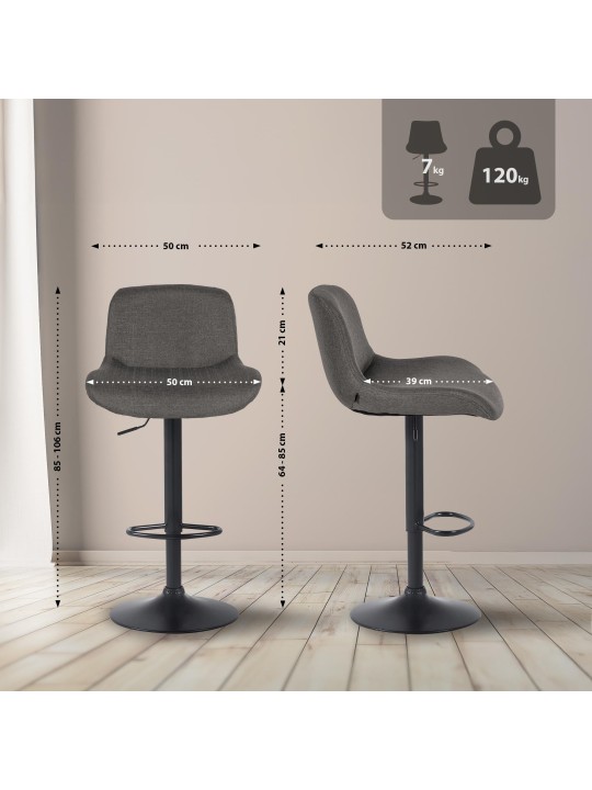 Sada 2 barových stoličiek látka Solon, tmavosivá
