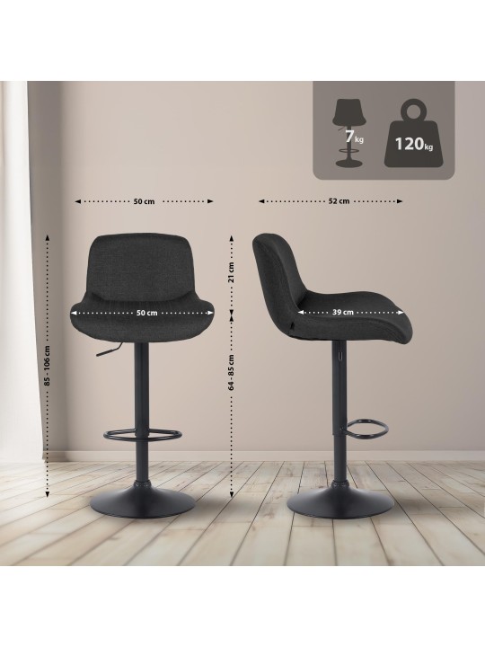 Sada 2 barových stoličiek látka Solon, čierna