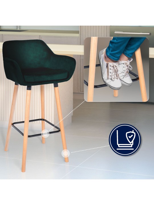 Barová stolička Grant velvet, zelená