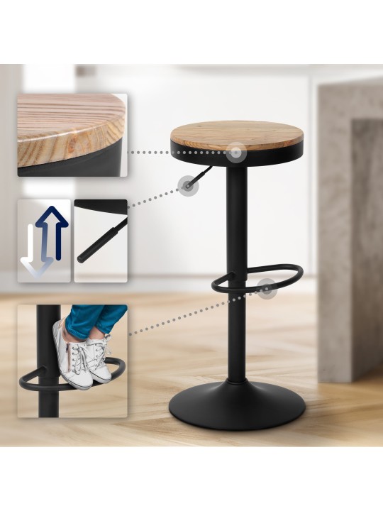 Barová stolička Pitas, prírodná