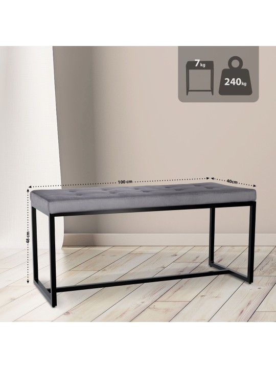 Barci B Velvet Bench, tmavosivá