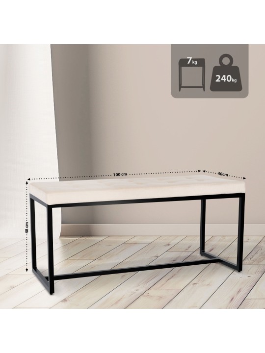 Barci B Velvet Bench, krémová