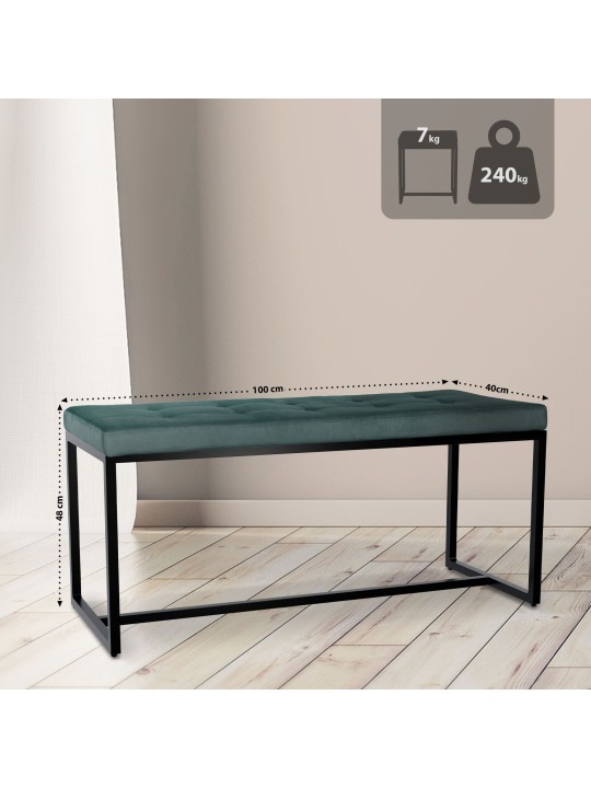 Barci B Velvet Bench, zelená