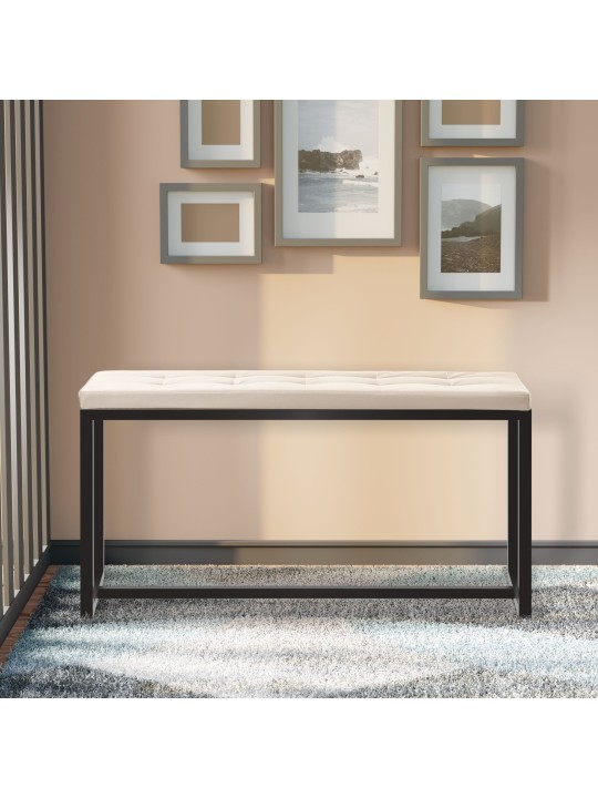 Lavička Barci B imitácia kože, krémová