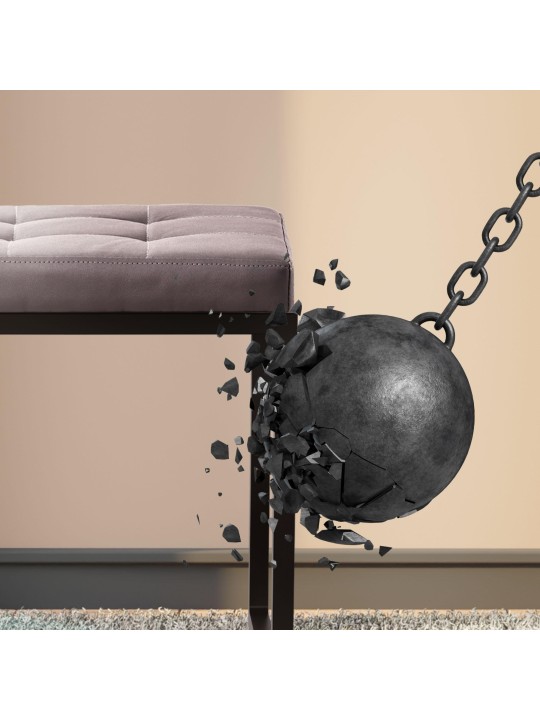 Lavička Barci B imitácia kože, sivá