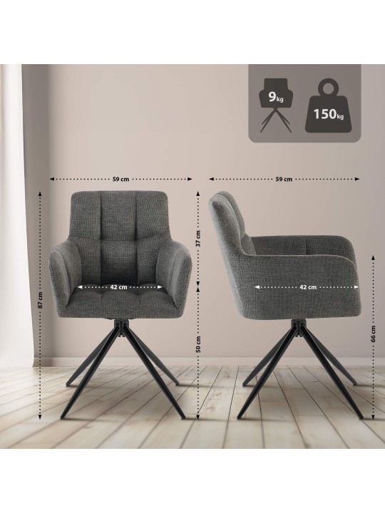 Jedálenská stolička Jonah látka, tmavosivá