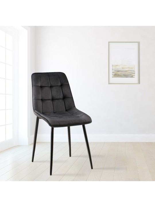Sada 2 jedálenských stoličiek Gifford velvet, čierna