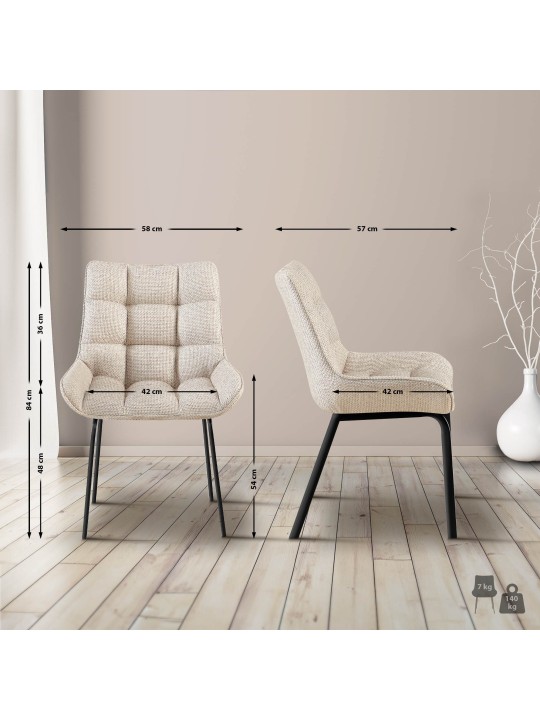 Sada 2 stoličiek látka Saranda, slonová kosť