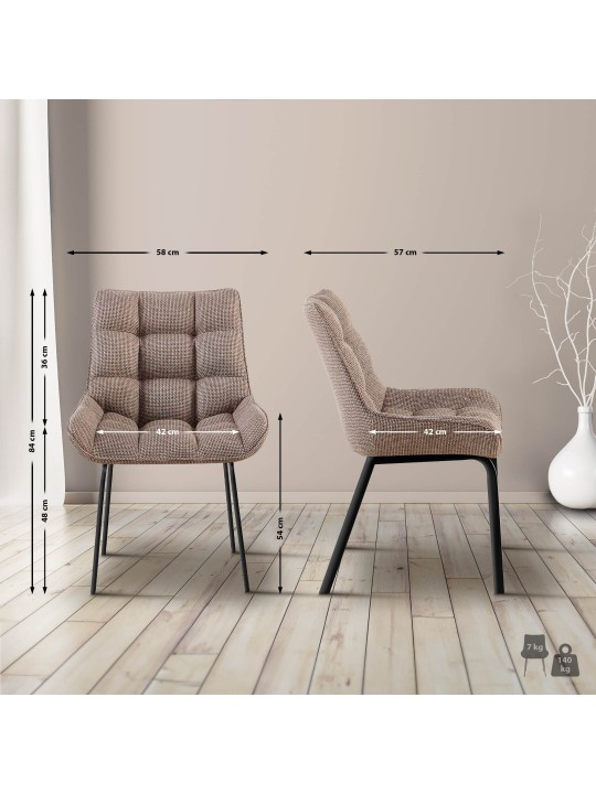 Sada 2 stoličiek látka Saranda, terakotovo hnedá