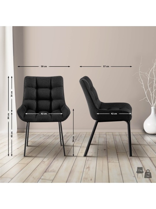 Sada 2 stoličiek látka Saranda, titanovo sivá