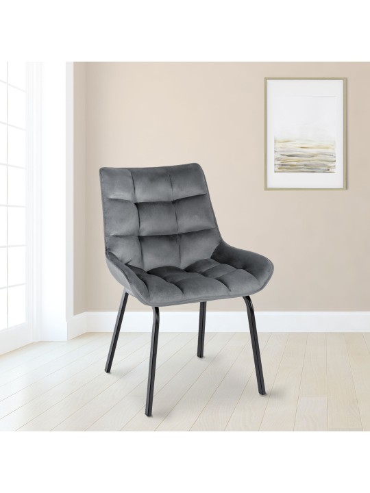Sada 2 stoličiek Saranda velvet, tmavosivá