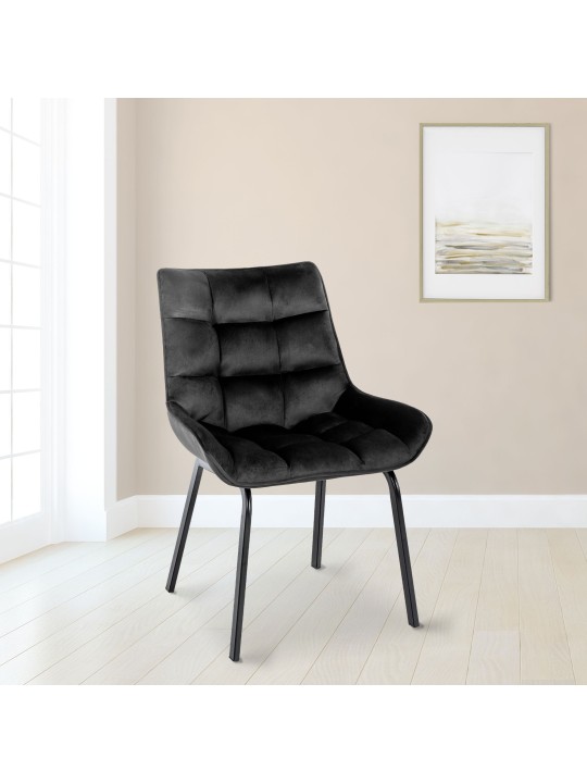 Sada 2 stoličiek Saranda velvet, čierna
