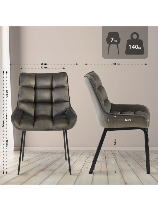 Sada 2 stoličiek Saranda velvet, antracitová
