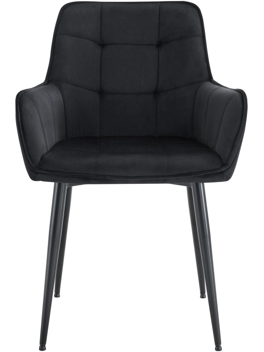 Sada 2 zamatových jedálenských stoličiek Ferndale, čierna