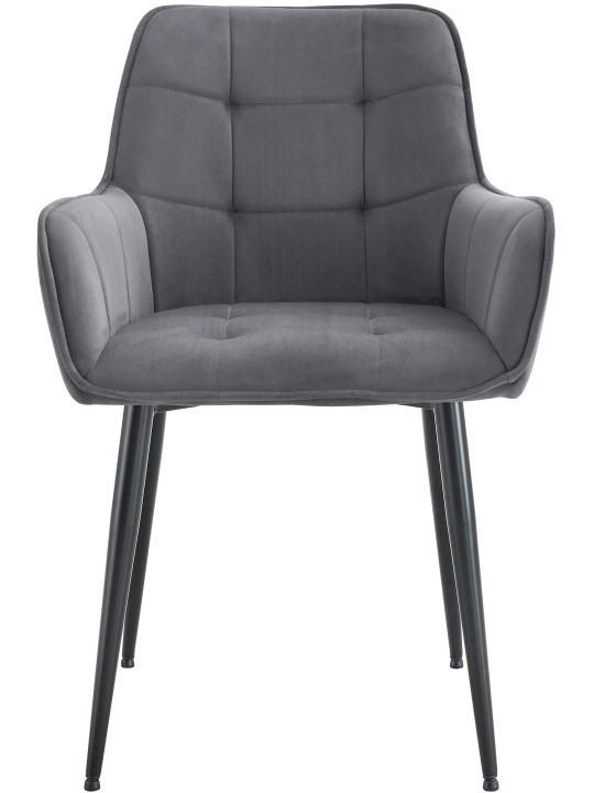 Sada 2 zamatových jedálenských stoličiek Ferndale, tmavosivá