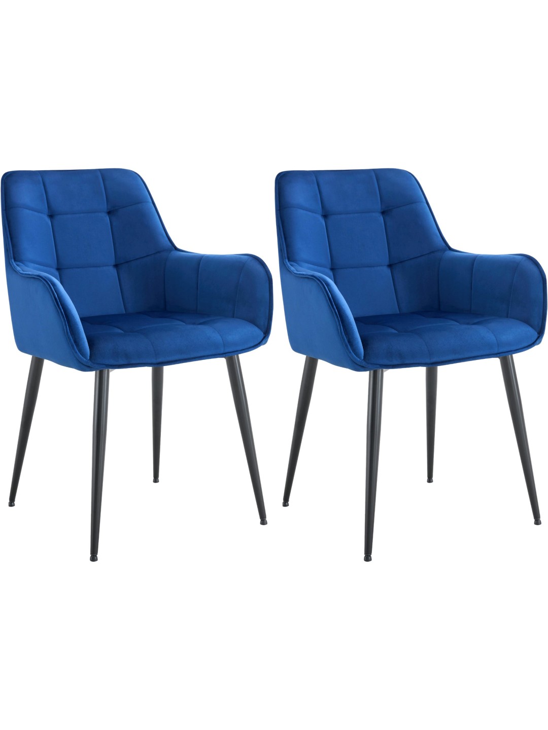 Sada 2 zamatových jedálenských stoličiek Ferndale, tmavomodrá