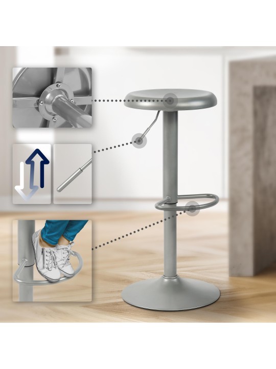 Barová stolička Williston, strieborná