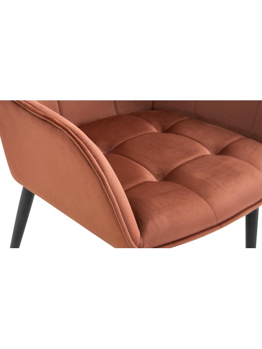 Sada 2 zamatových jedálenských stoličiek Ferndale, hnedá