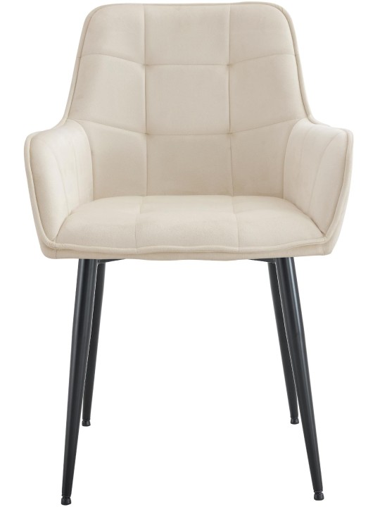 Sada 2 zamatových jedálenských stoličiek Ferndale, krémová