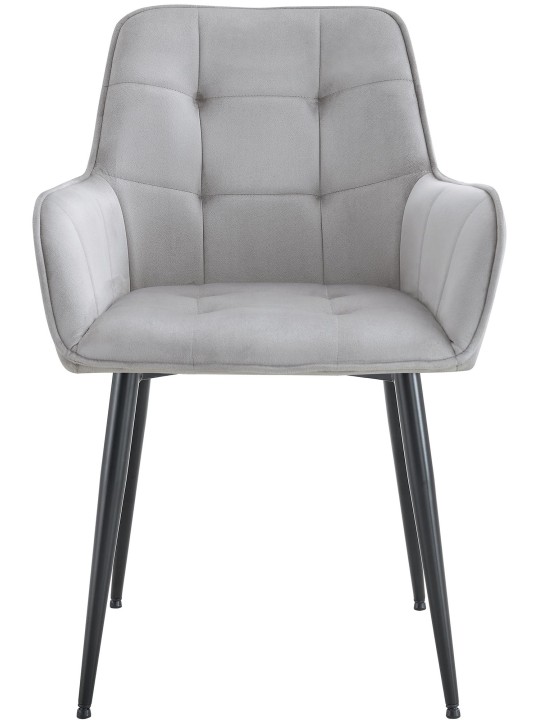 Sada 2 zamatových jedálenských stoličiek Ferndale, svetlosivá