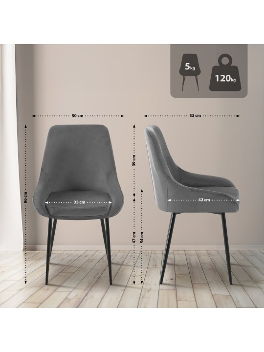 Elmira zamatová jedálenská stolička, tmavosivá