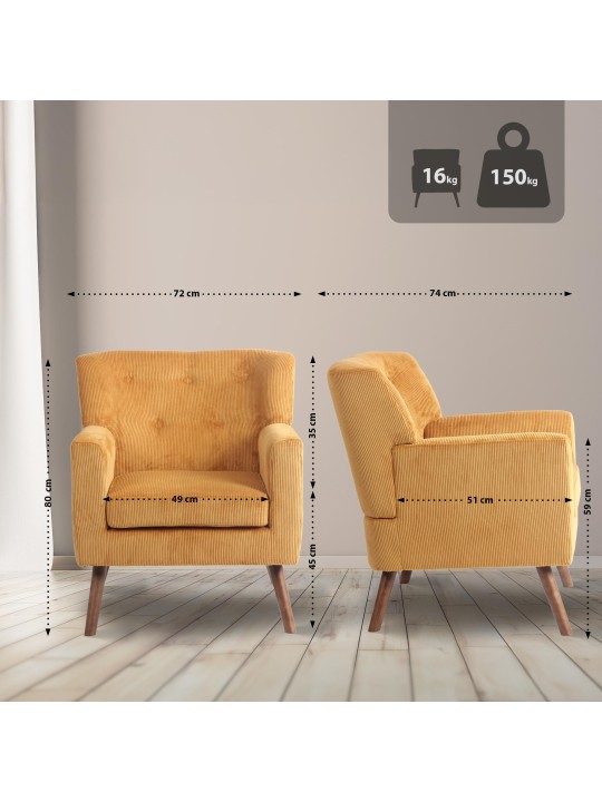 Kreslo Kioni Cord, oranžová