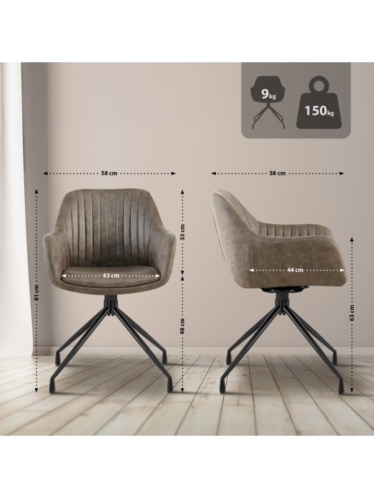 Sada 2 jedálenských stoličiek Welby Vintage, sivá