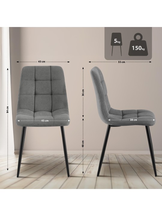 Stolička do jedálne Antibes Cord, sivá