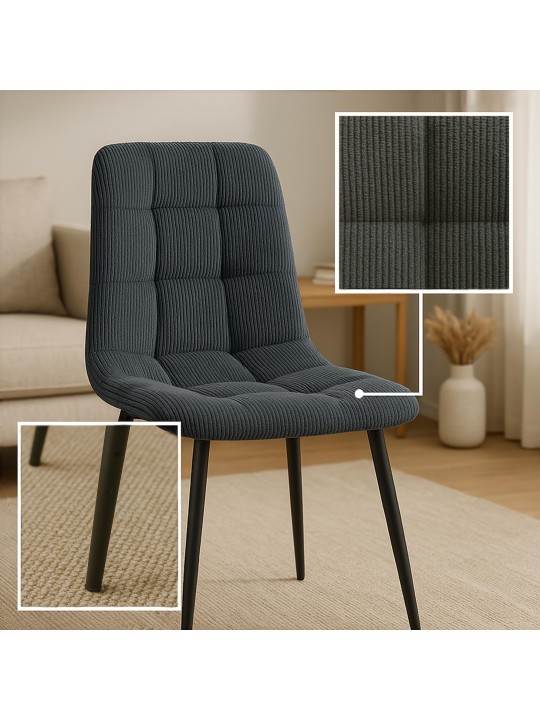 Stolička do jedálne Antibes Cord, čierna