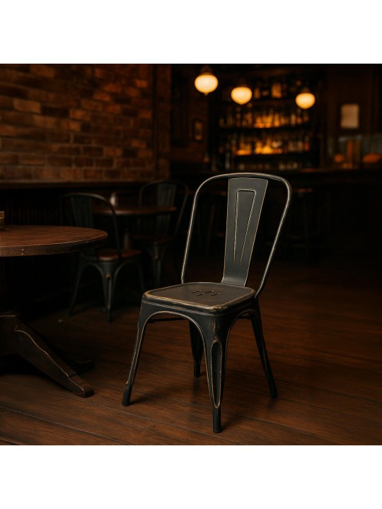 Sada 4 starožitných stoličiek Benedikt, čierna-zlatá