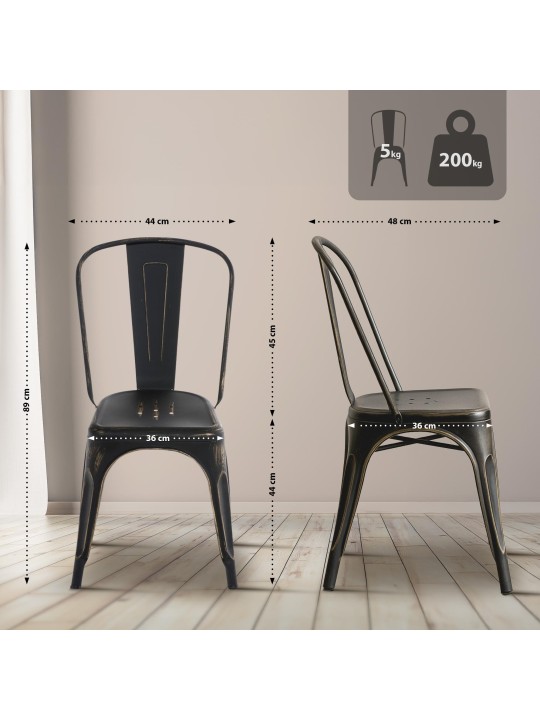 Sada 4 starožitných stoličiek Benedikt, čierna-zlatá