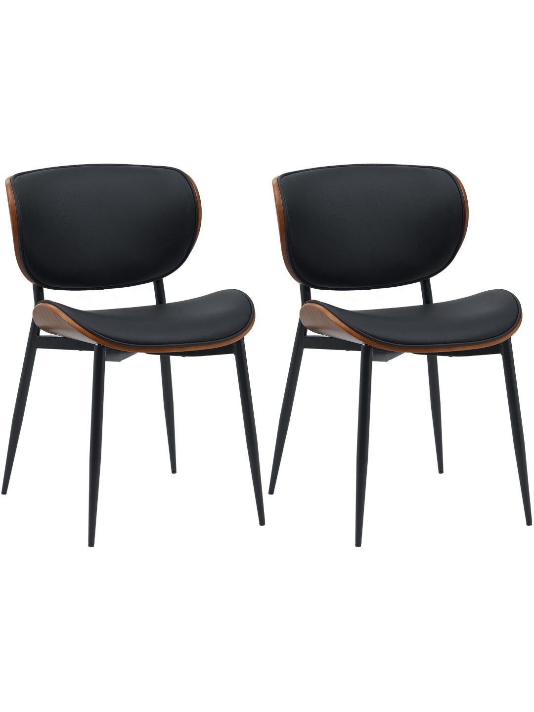 Súprava 2 jedálenských stoličiek Enid z umelej kože, orech/čierna