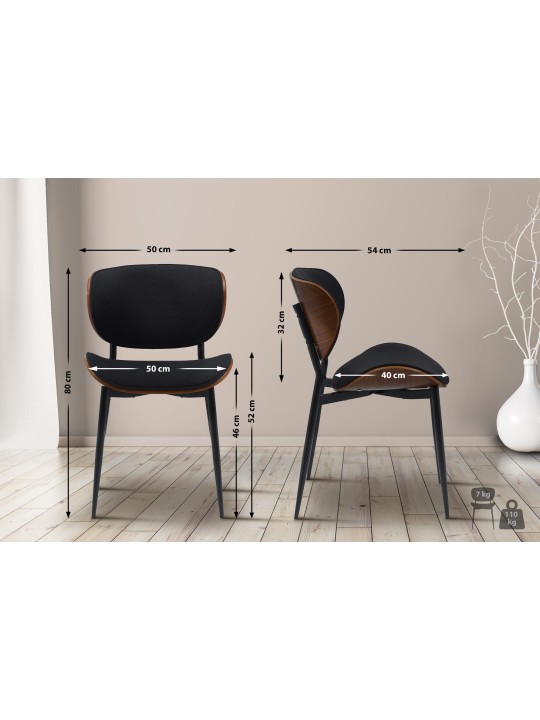Súprava 2 jedálenských stoličiek látka Enid, orech/čierna