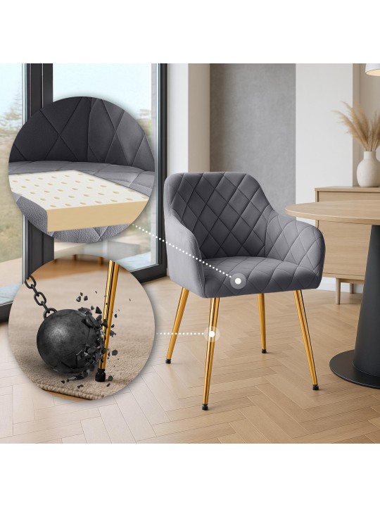 Stolička do jedálne Monett velvet G, tmavosivá