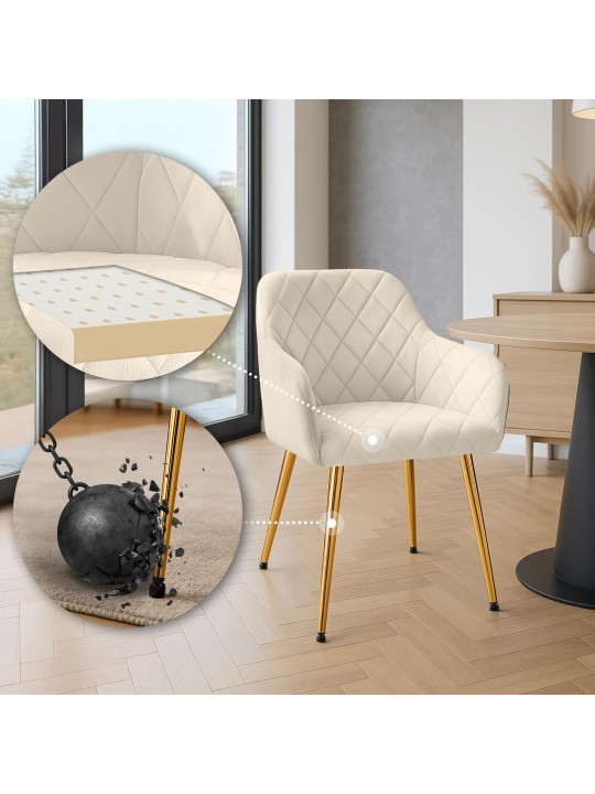 Stolička do jedálne Monett velvet G, krémová