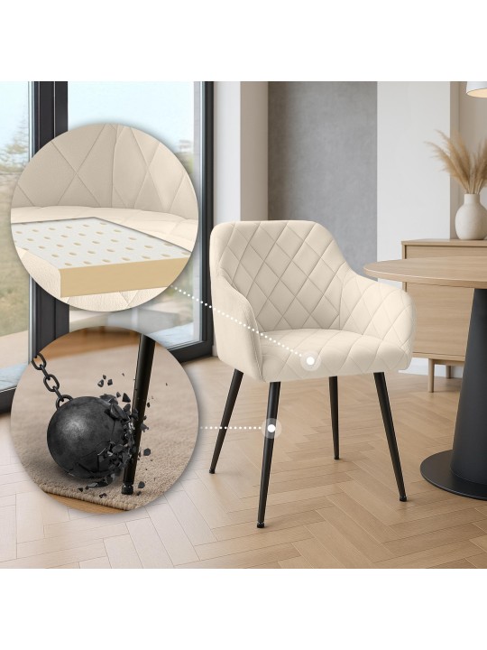 Sada 2 jedálenských stoličiek Monett velvet B, krémová