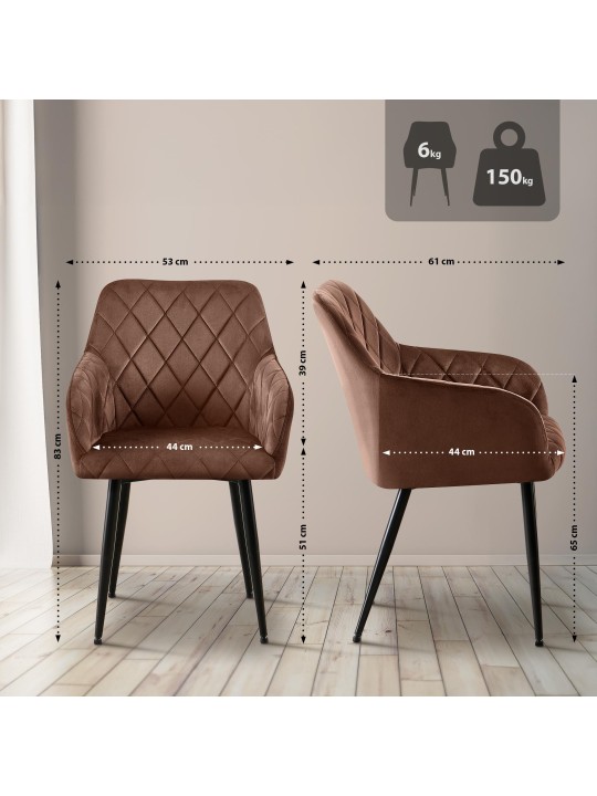 Stolička do jedálne Monett velvet B, hnedá