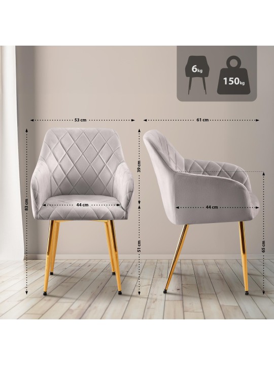 Stolička do jedálne Monett velvet G, sivá