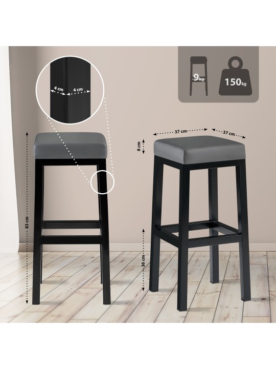 Barová stolička Taylor B85 z umelej kože, sivá