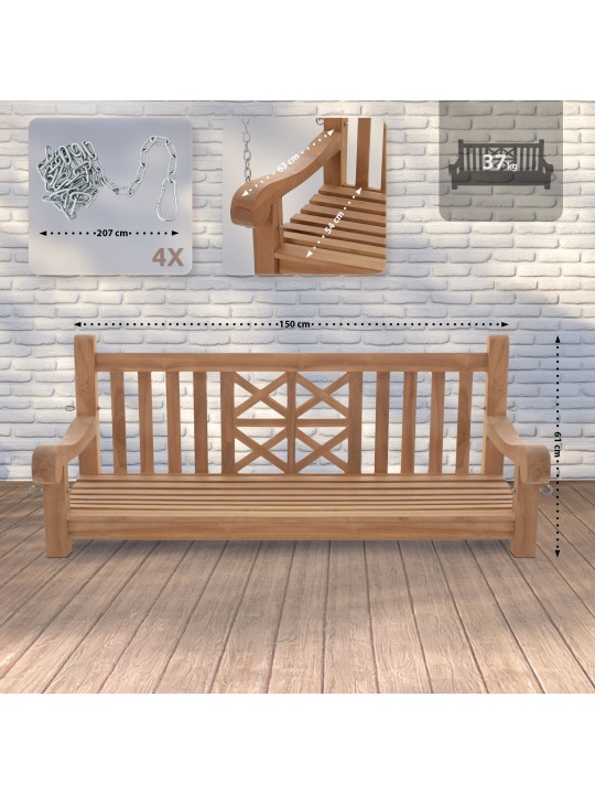 Hojdacia lavica Farm 150 cm, teak