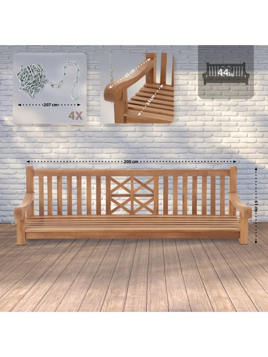 Hojdacia lavica Farm 200 cm, teak