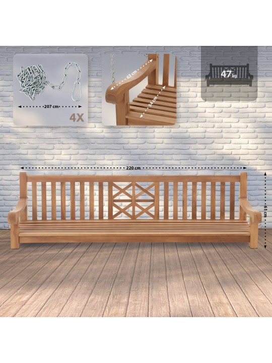 Hojdacia lavica Farm 220 cm, teak