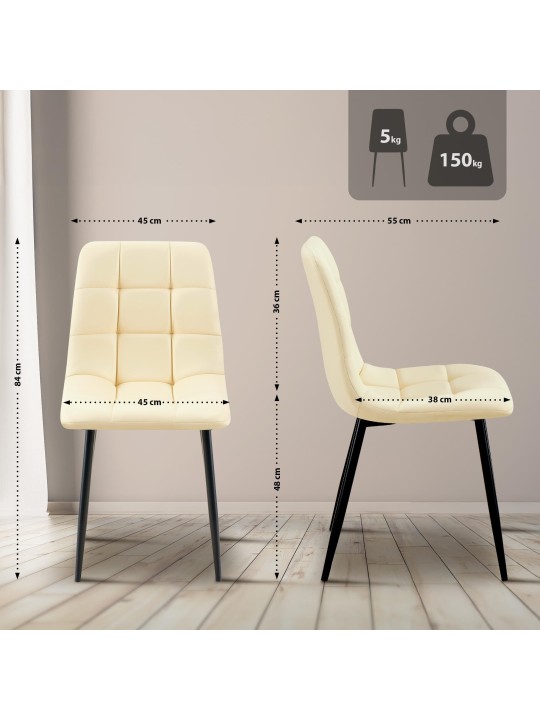 Jedálenská stolička Antibes z umelej kože, krémová