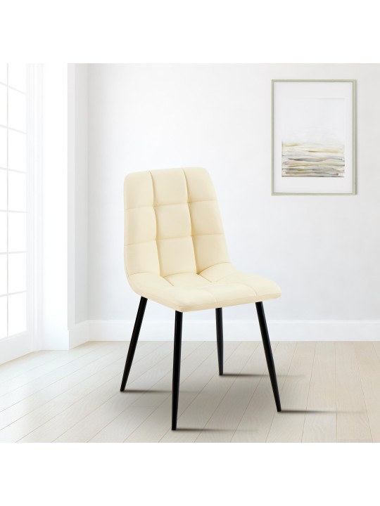 Jedálenská stolička Antibes z umelej kože, krémová