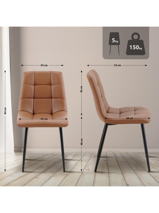 Jedálenská stolička Antibes z umelej kože, tmavohnedá