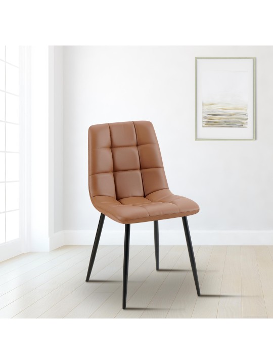 Jedálenská stolička Antibes z umelej kože, tmavohnedá